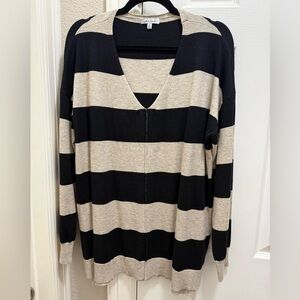White Birch Black and Cream Striped Sweater
